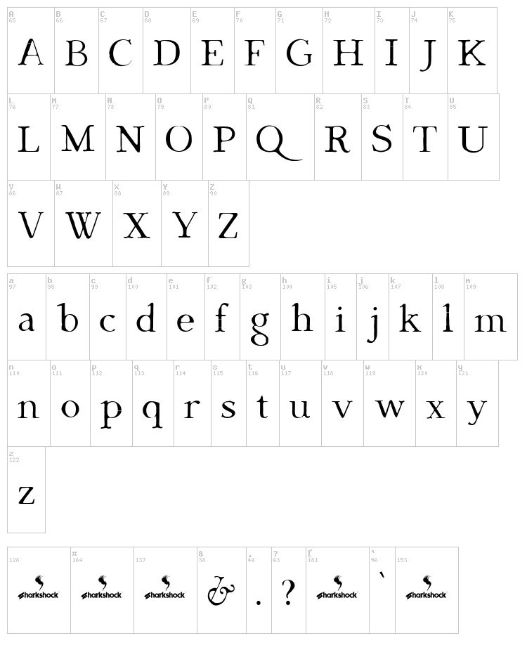 Dark & Black font map